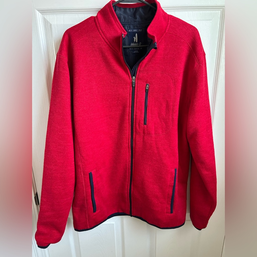johnnie-O Men's Red Zip-Up Sweater